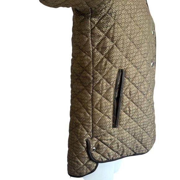 Coach Vintage Quilted Jacket Brown Monogram Logo Print Snap Front XS Womens - Picture 3 of 12